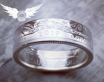 2019 to 2025 - 99.99% Silver quarter coin ring - pick your year US 25 cent two bits coinring Washington 4th dollar Jewlery