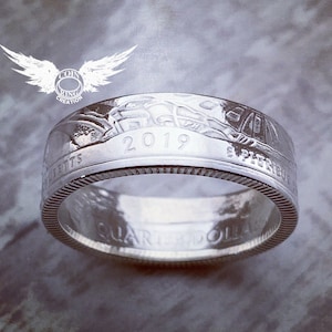 2019 to 2023 - 99.99% Silver quarter coin ring - pick your year US 25 cent two bits coinring Washington 4th dollar Jewlery