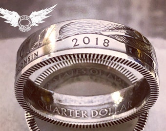 2010 to 2021 Silver State coin ring America the Beautiful Quarter pick your State US 25 cent Jewelry Wedding Band