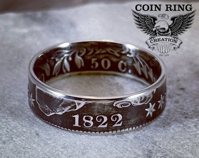 1807 to 1838 Silver Capped Bust Half Dollar 50 cent Coin Ring 89.24% Silver coinring Jewlery