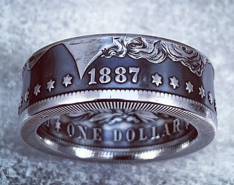 1878 to 1921 Morgan Silver Dollar coin ring 90% silver coinring pick your year Wedding Band engagement Jewelry