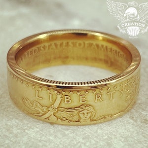 1986 to 2024 Gold Eagle 25 Dollar Coin Ring 22 Karat Gold (.9167) Wedding Band Engagement Fiancé Groom coinring Jewlery Love