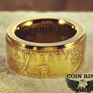 1986 to 2024 Gold Eagle 50 Dollar Coin Ring 22 Karat Gold (.9167) Wedding Band Engagement Fiancé Groom coinring Jewlery Love