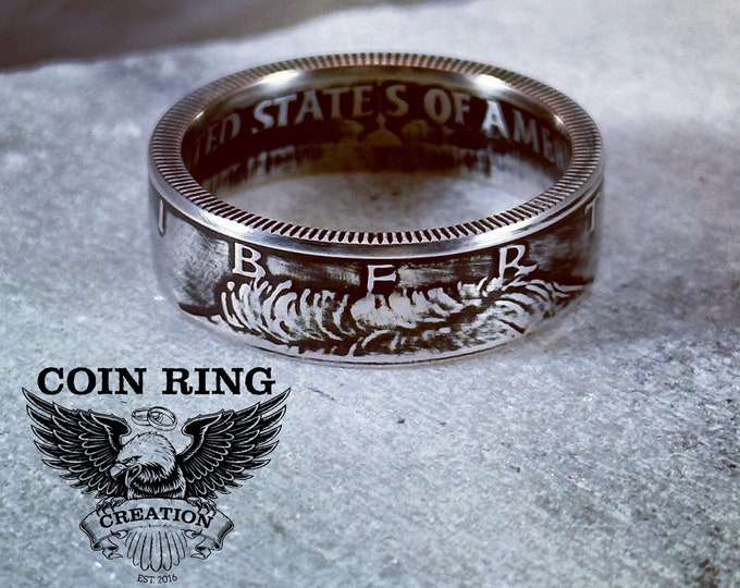2019 to 2025 99.99% Silver half dollar coin ring - pick your year 50 cent John F. Kennedy coinring Jewlery