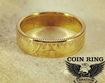 1986 to 2024 Gold Eagle 10 Dollar Coin Ring 22 Karat Gold (.9167) Wedding Band Engagement Fiancé Groom Ring coinring Jewlery Love