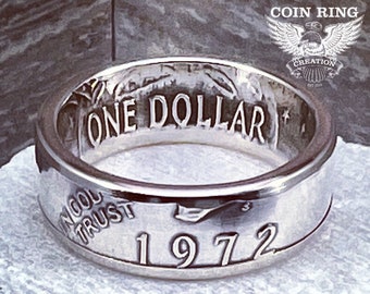 1971-1976 Silver Dollar Coin ring Ike dollar coinring Dwight D. Eisenhower choose Wedding Band