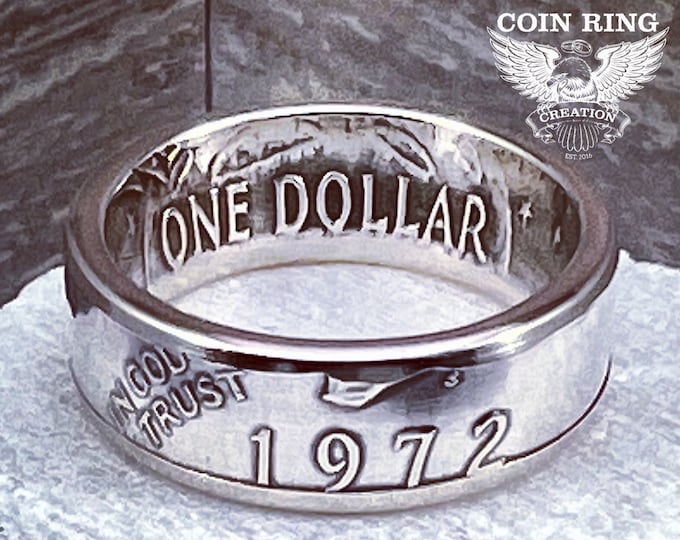1971-1976 Silver Dollar Coin ring Ike dollar coinring Dwight D. Eisenhower choose 1 ring or sweetheart set 2 rings from 1 coin