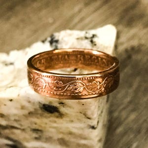 Canadian Bronze large one cent coin ring 1876 to 1920 1 cent not copper coinring 100 year old Maple Leafs Jewlery image 7