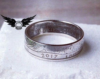 1999 to 2009 Silver State coin ring pick your state or territory 90% silver 25 cent two bits coinring US United States Jewlery