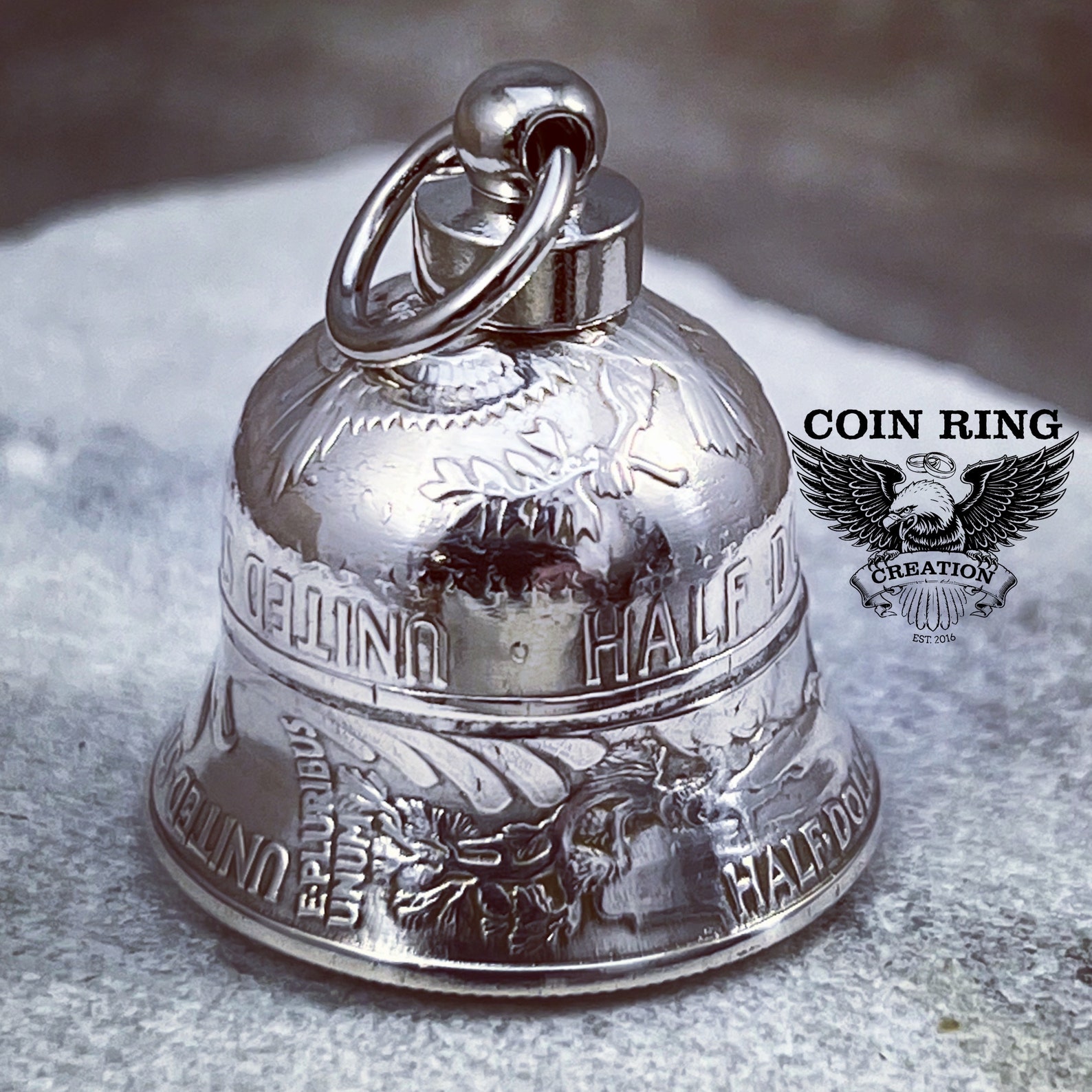 1916-1963 Silver Coin Bell Motorcycle Bell Gremlin Charm Franklin Half ...