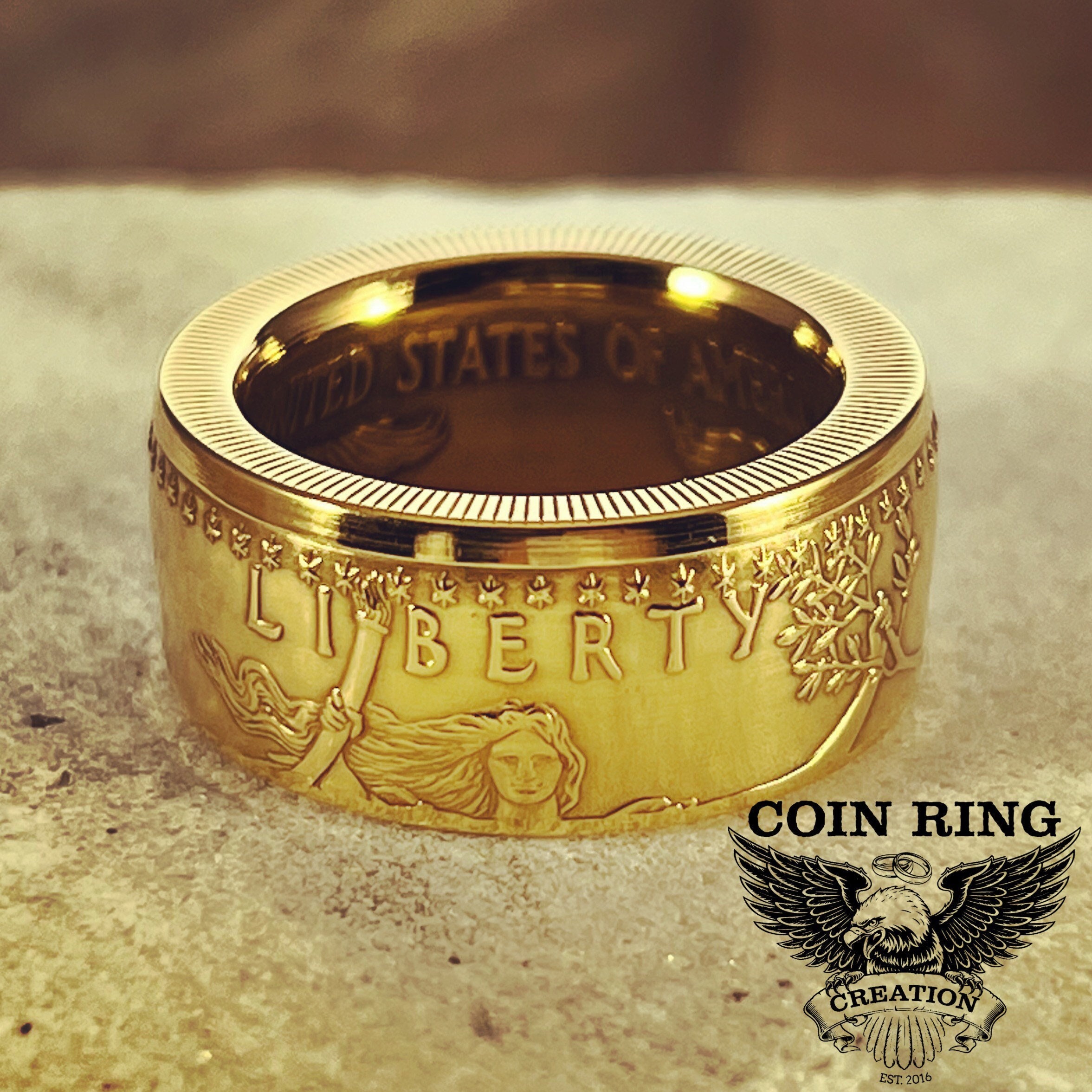Gold American Eagle Ring for Men, Viking Hawk Ring Punk Gothic Flying Bald Eagle  Ring for Boys (7)|Amazon.com