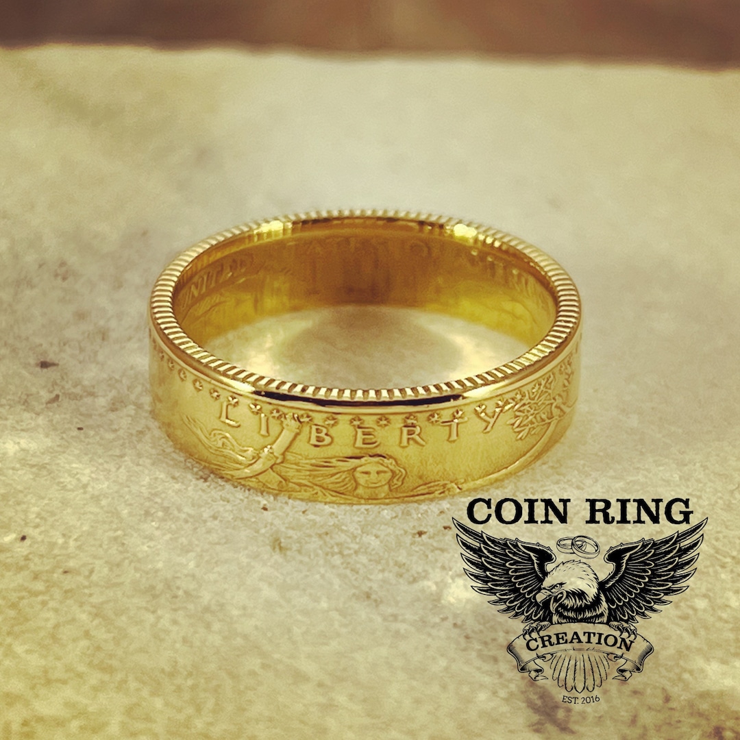 1986 to 2025 Gold Eagle 10 Dollar Coin Ring 22 Karat Gold Wedding  Band Engagement Fiancé Groom Ring Coinring Jewlery Love Australia