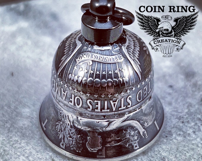 1916-1963 Silver Coin Bell Motorcycle Bell Gremlin Charm Franklin half dollar coinbell Goodluck Angel lucky Biker Walking Liberty Jewlery