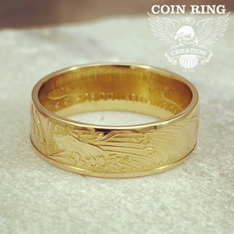 2021 1/2 ounce $25 Gold Eagle coin ring polished