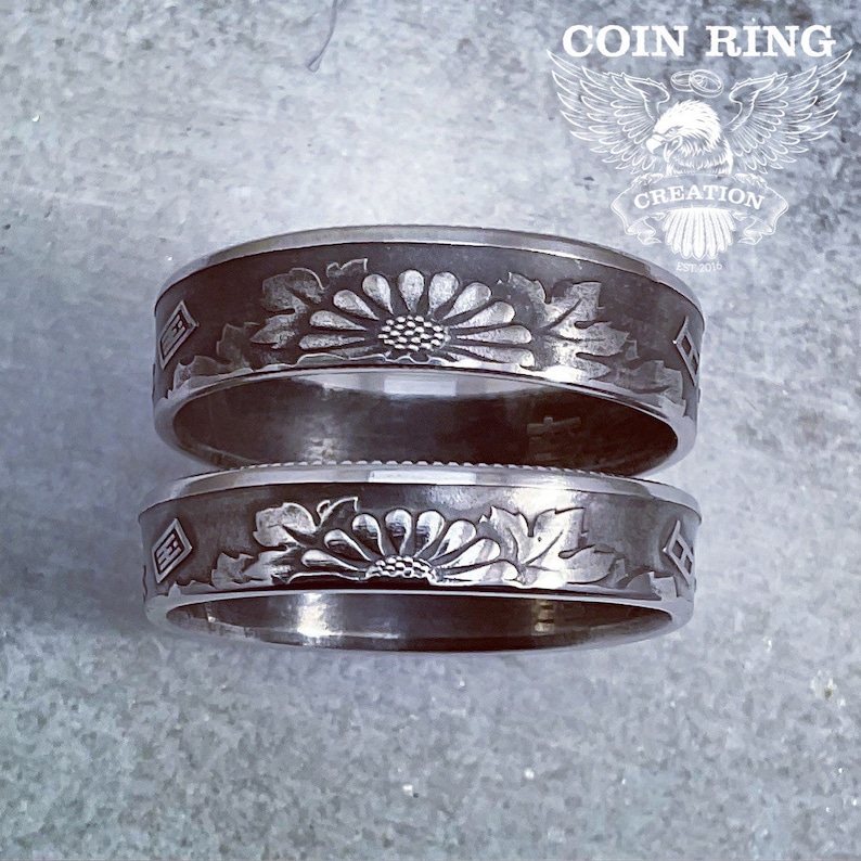 Japanese 50 Yen Coin Ring Japan Anime Coinring with chrysanthemum flowers Pinky ring Jewlery image 5