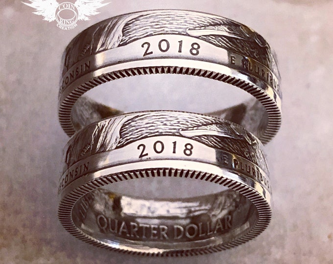 1935 to 2018 Silver quarter coin ring - pick your year US 25 cent two bits coinring Washington 4th dollar Jewlery