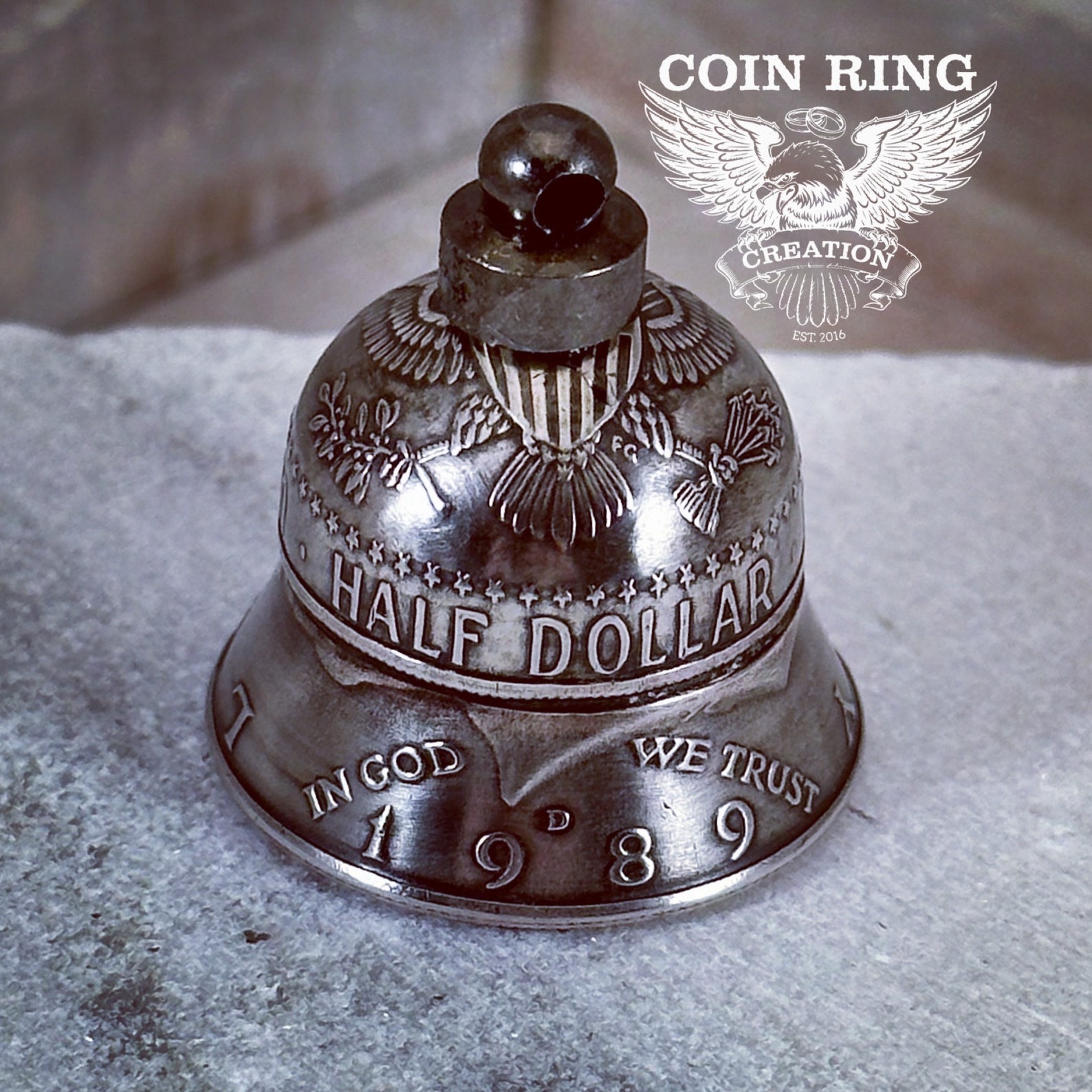 1964-2025 Silver Coin Bell - Motorcycle Bell Gremlin Bell Charm Kennedy ...