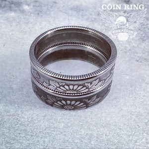 Japanese 50 Yen Coin Ring Japan Anime Coinring with chrysanthemum flowers Pinky ring Jewlery image 4