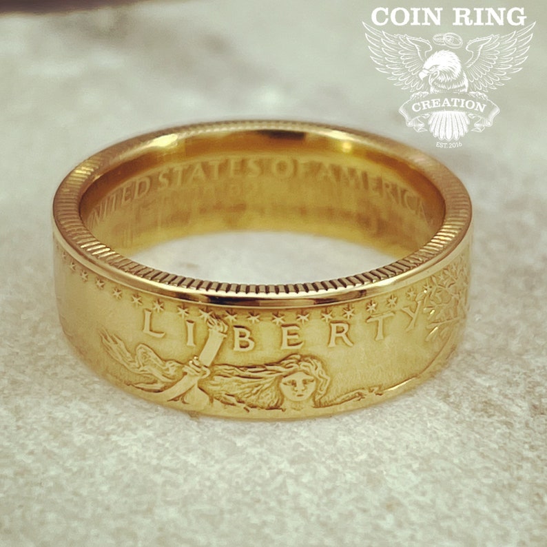 2021 1/2 ounce $25 Gold Eagle coin ring polished