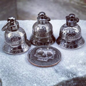 1935-2025 Silver Coin Bell - Motorcycle Bell - Gremlin Bell charm Washington silver quarter coinbell Goodluck Angel Luck Lucky Biker Jewlery