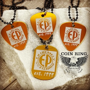 Laser Engraving - Add laser engraving to an order or get Dog Tags Guitar Picks made of aluminum Can be charm, pendant, or Keychain Jewlery