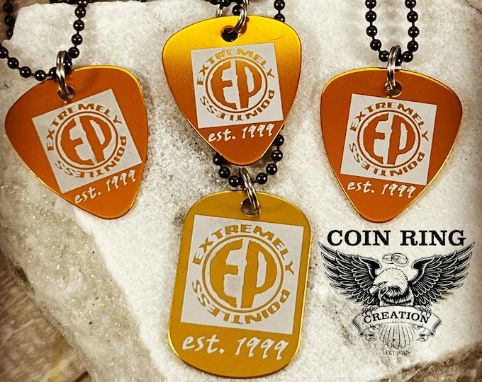 Laser Engraving - Add laser engraving to an order or get Dog Tags Guitar Picks made of aluminum Can be charm, pendant, or Keychain Jewlery