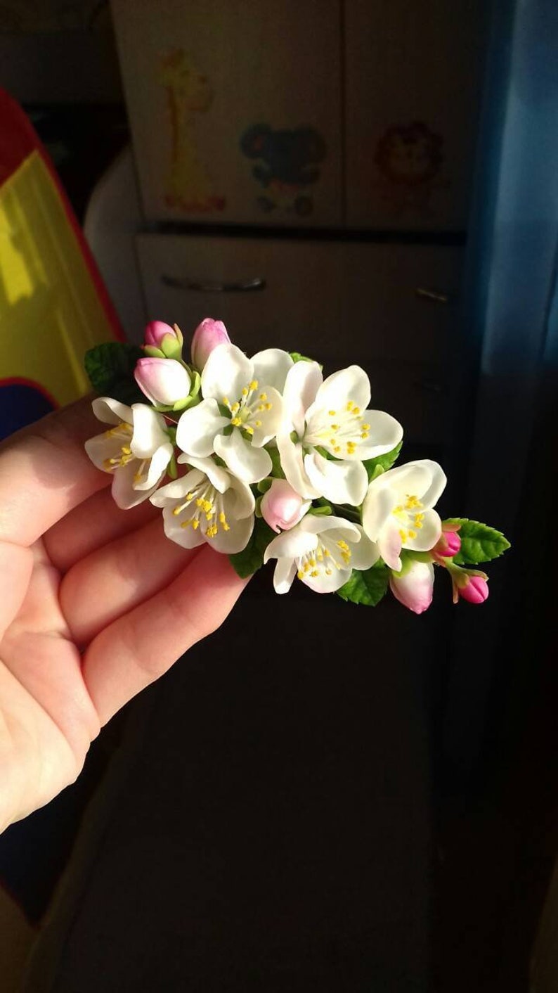 apple blossoms hair apple blossoms jewellery cold porcelain rustic headband flower comb bride hair clip apple blossoms