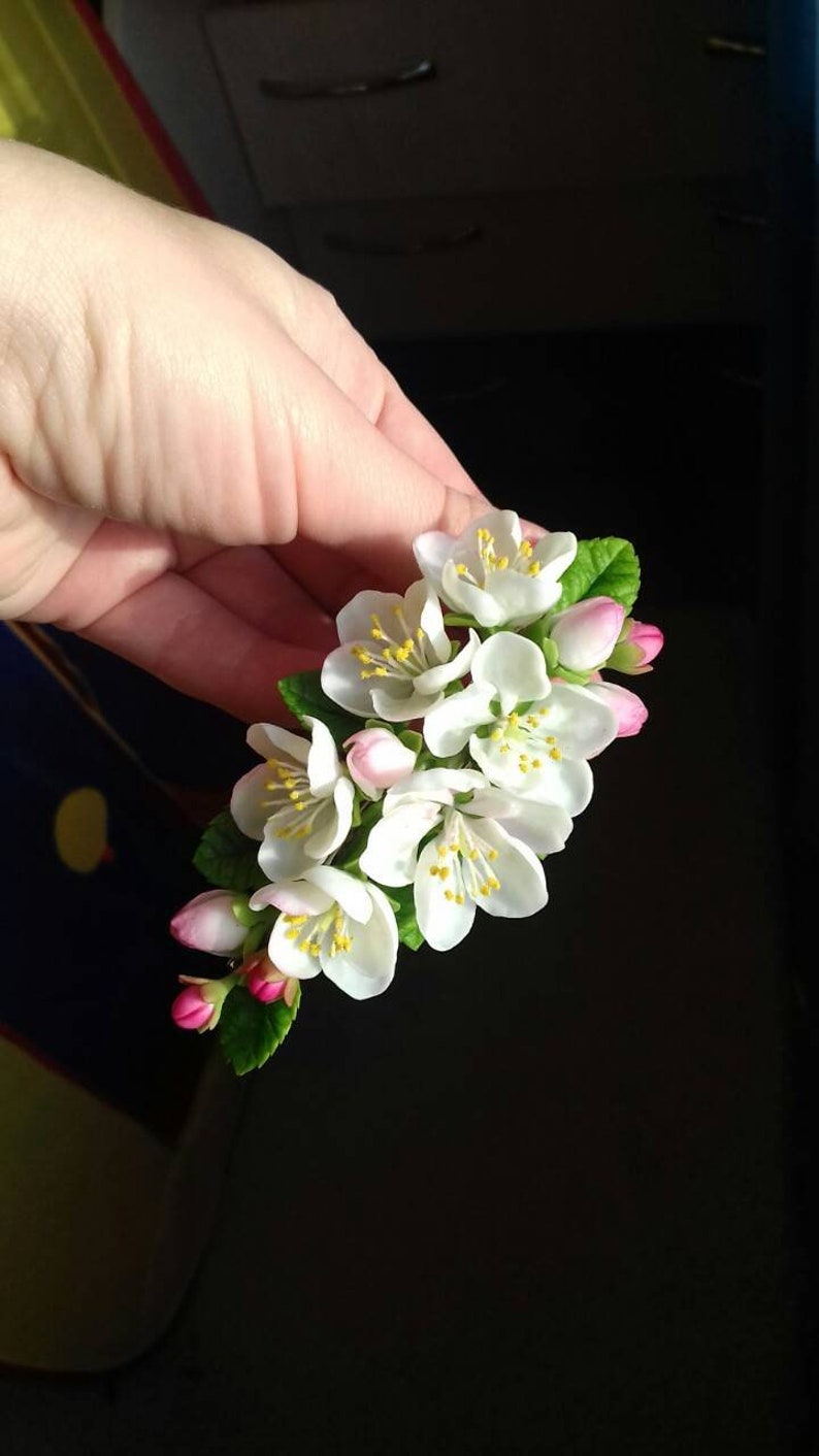 apple blossoms hair apple blossoms jewellery cold porcelain rustic headband flower comb bride hair clip apple blossoms