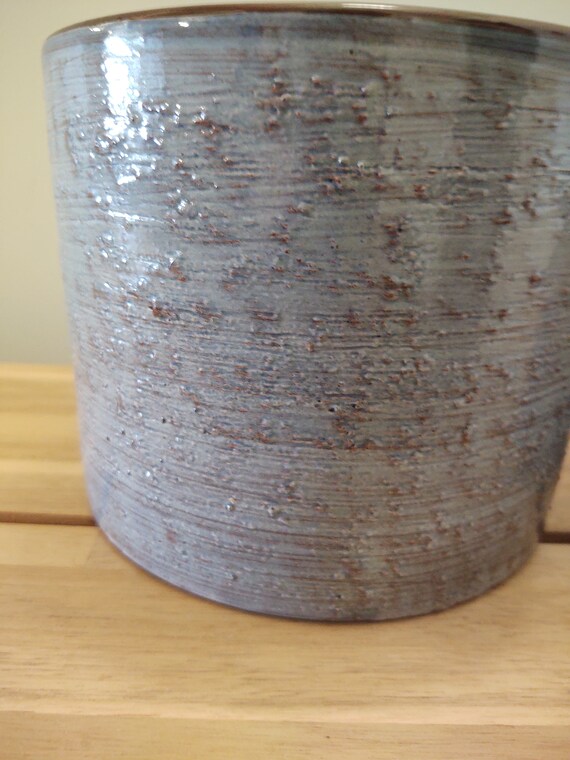 スゥエーデン Nittsjo 17 X 10 NITTSJO SWEDEN Gold Painted Blue Ceramic Vasev 50s