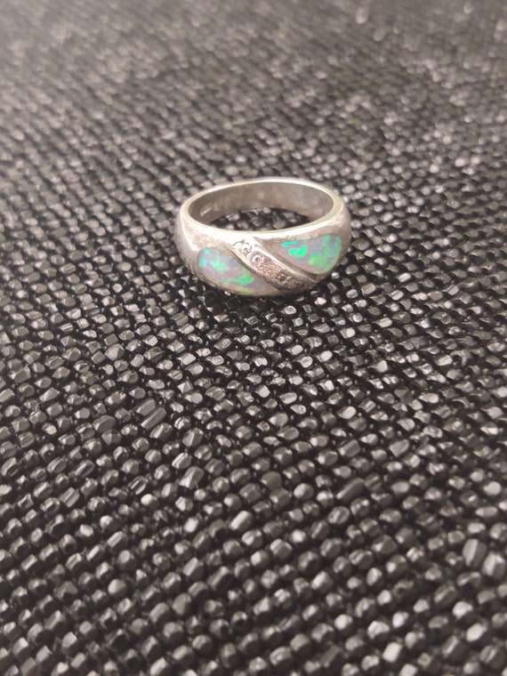 Sterling with faux opal and diamonds size 6