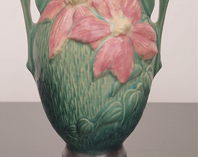 Roseville Green Clematis 1026 Vase MINT Condition Etsy