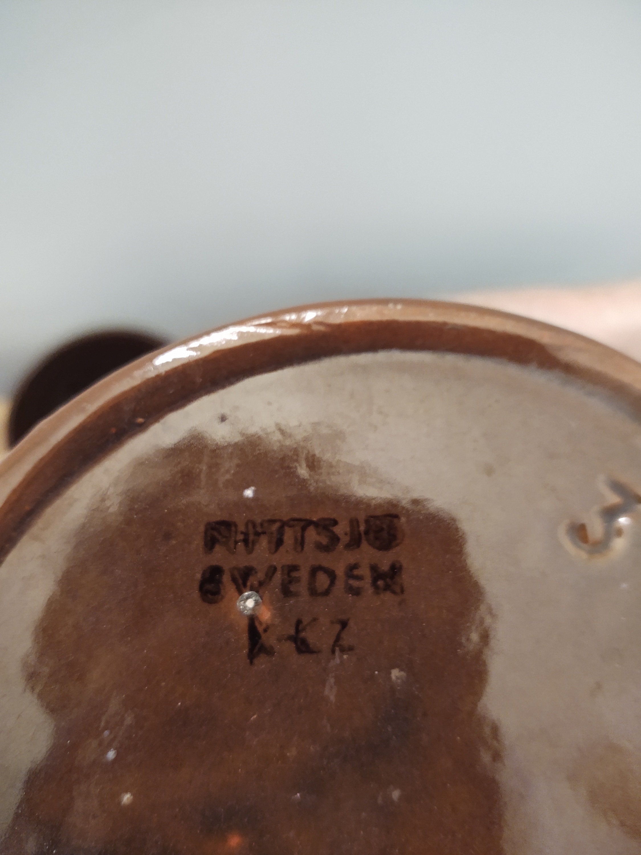スゥエーデン Nittsjo Vintage Nittsjo Sweden Pottery Cups Saucers Redware