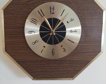 Mid Century Octagonal Seth Thomas Wall Clock Battery Operated