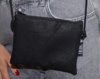 Vegane Handytasche // Handytasche zum Umhängen // Handykette // Umhängetasche für Frauen //schwarze Crossbody Bag// Ostergeschenk