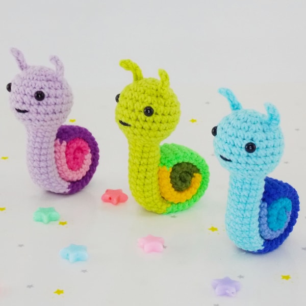 amigurumi crochet pattern snail / tiny stuffed snail /