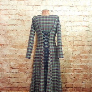 Medieval checked dress, wool dress, winter medieval dress, Scottish dress, larp, fantasy, checked robe, SCA, role play