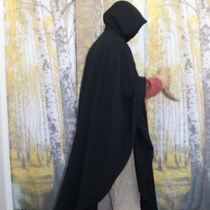 Cloak medieval black, cape medieval, hood short, cape, poncho, fantasy, larp, viking, riding coat, SCA, role play, ranger