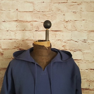 Blue linen shirt, hooded shirt, medieval shirt, festival shirt, role-playing shirt, LARP shirt, hooded shirt, SCA shirt blue