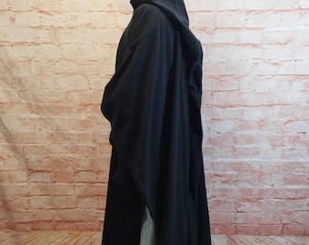 Medieval cloak black, pointed hood, medieval cape black, fantasy, larp, wool cloak, Viking, SCA, riding coat, knight coat