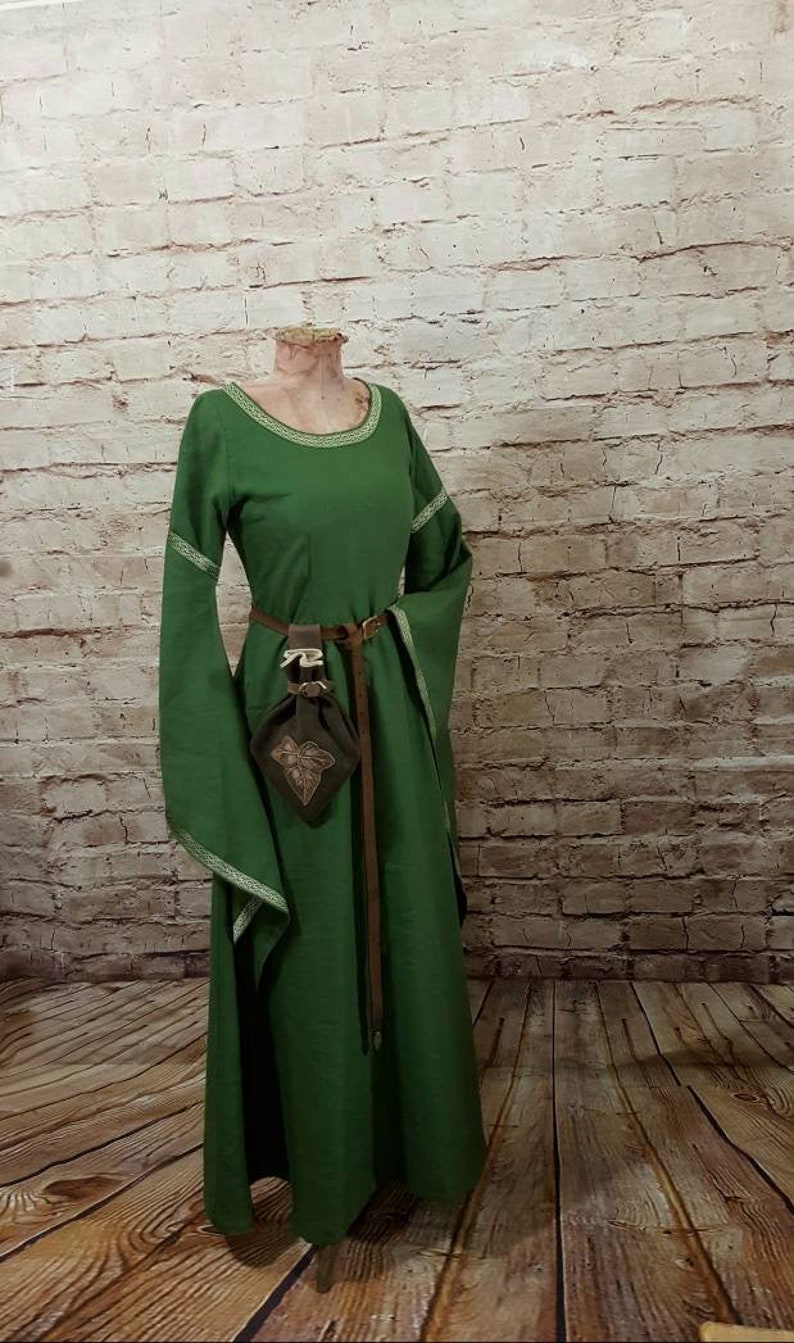 linen green dress
