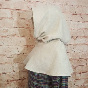 Gugel made of linen, Gugel linen natural, Gugel, Middle Ages, Fantasy, LARP, Medieval Gugel, Hooded collar, SCA, short hood