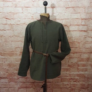 Shirt tunic made of linen olive gray, medieval shirt green, tunic green, Viking tunic green, fantasy, larp, ranger, SCA