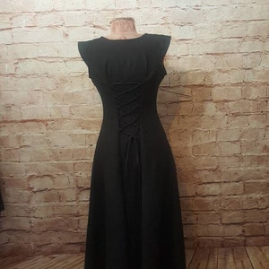 long dress made of black linen, summer dress long, maxi dress, linen dress, festival, medieval, LARP, SCA, role play