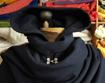 Cloak blue, cloak medieval, cape, handling wool larp, middle ages, fantasy, viking, SCA, riding cloak, ranger, role play