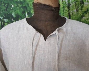 Natural linen shirt, medieval shirt, Viking shirt, Larp shirt, knight shirt, fantasy shirt, SCA shirt, boho linen, festival, folk, role play