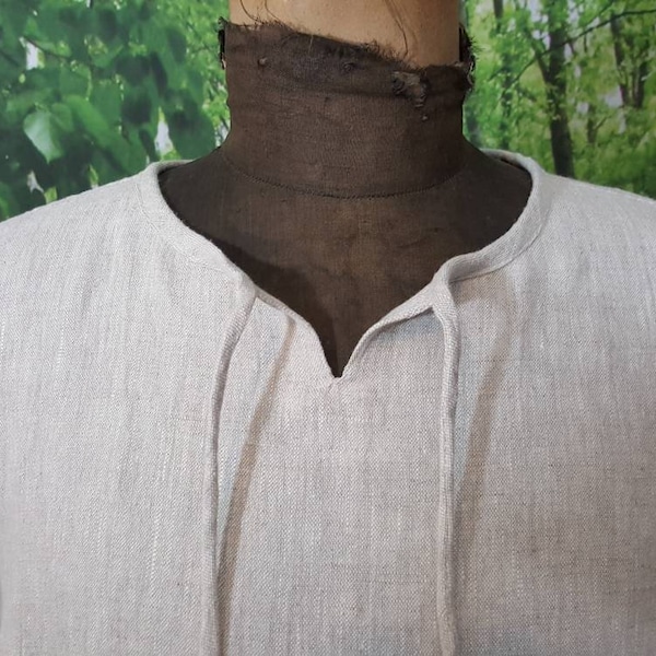 Natural linen shirt, medieval shirt, Viking shirt, Larp shirt, knight shirt, fantasy shirt, SCA shirt, boho linen, festival, folk, role play