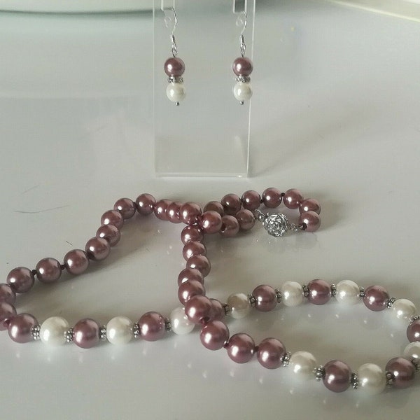 Genuine Akoya Pearls Necklace and Earrings Set, 8mm Akoya Pearls