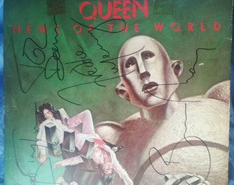 Certificate COA Signed Record Queen RARE "News Of The World" Freddie Mercury Brian May Roger Taylor John Deacon OOAK Perfect Vinyl 12"