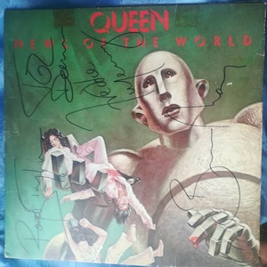 Certificate COA Signed Record Queen RARE &quot;News Of The World&quot; Freddie Mercury Brian May Roger Taylor John Deacon OOAK Perfect Vinyl 12&quot;