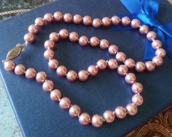 Genuine Akoya Pearls Necklace, Champagne 8mm Akoya Pearls Necklace, Single String Pearls, Gift for Her, June Birthstone Gift, Pearls Jewelry